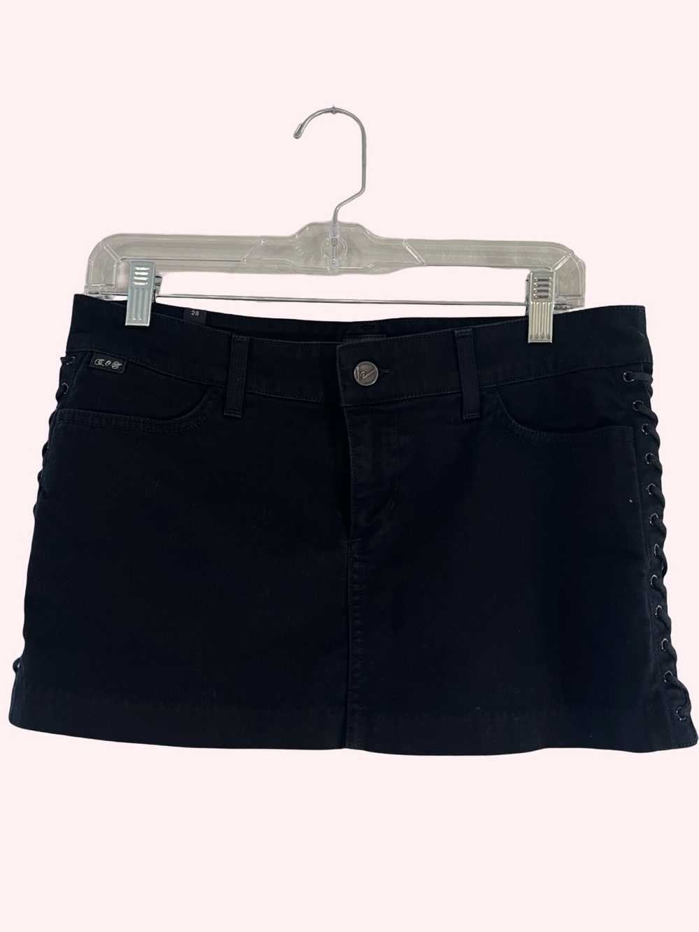 Citizen’s of Humanity Black Lace-Up Denim Mini Skirt Size 28